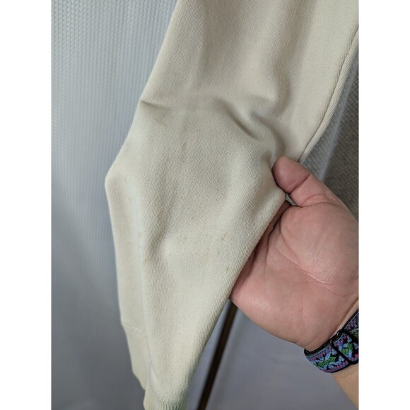 Men's Esprit Waffle Knit Crew Neck Long Sleeve Sweater Cream Gray Raglan L (D14) - Picture 3 of 9